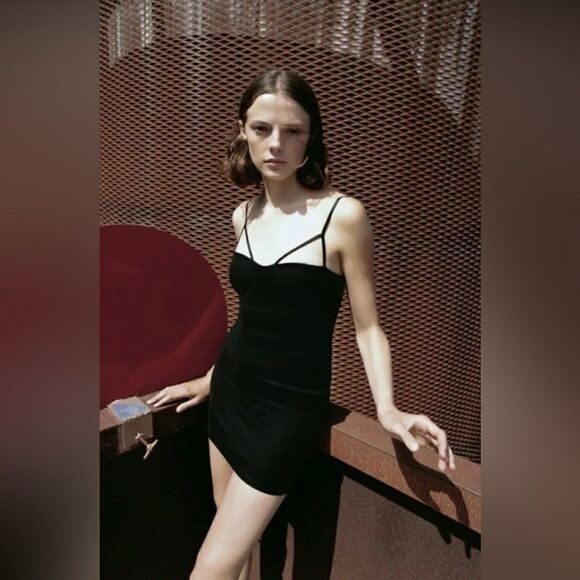 NWT ZARA Bustier Little Black Bodycon Dress M - Picture 6 of 7